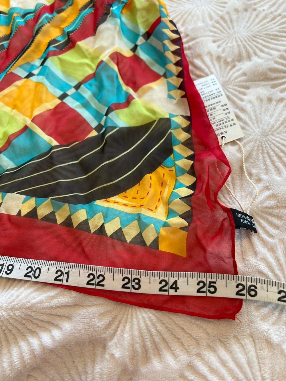 100% SILK Scarf multi coloured 26” x 68” NWT - Picture 4 of 6